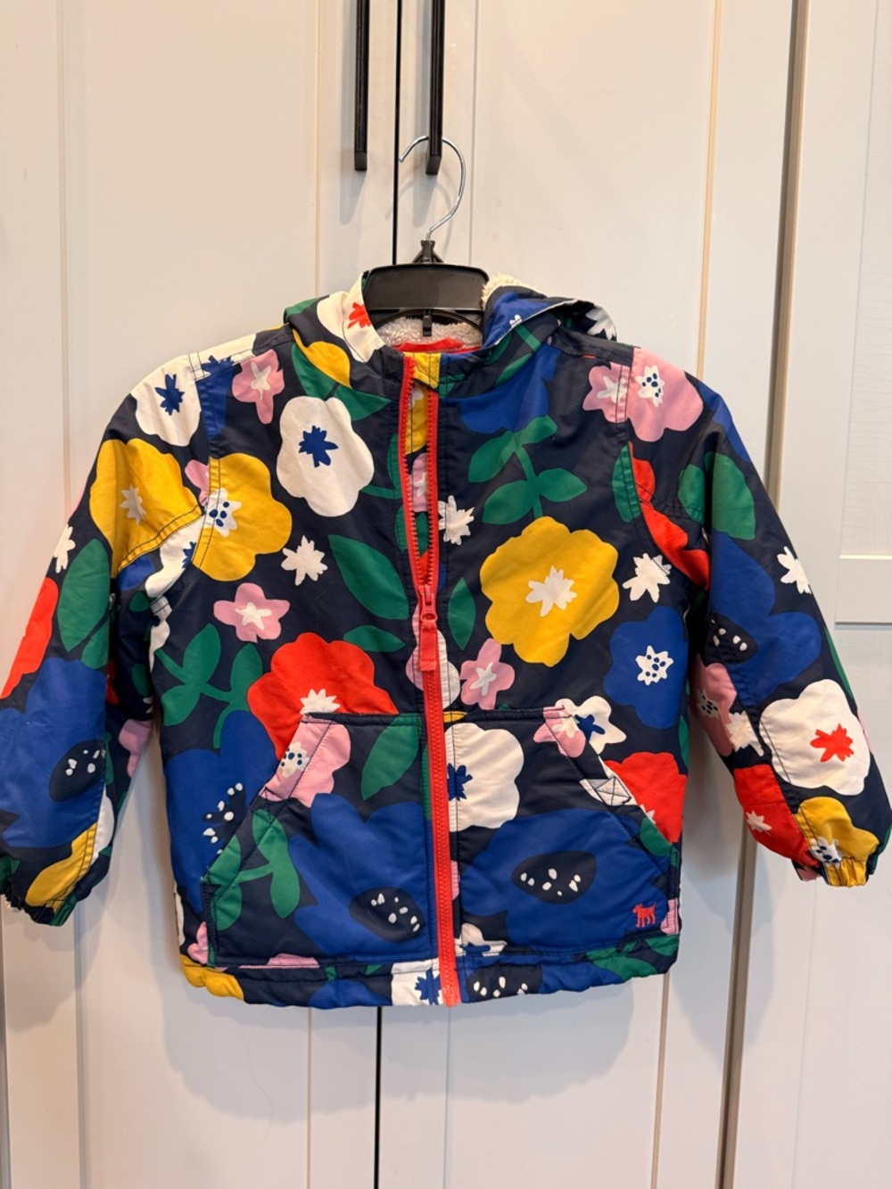 Mini Boden Floral Hooded Jacket - Navy Multi